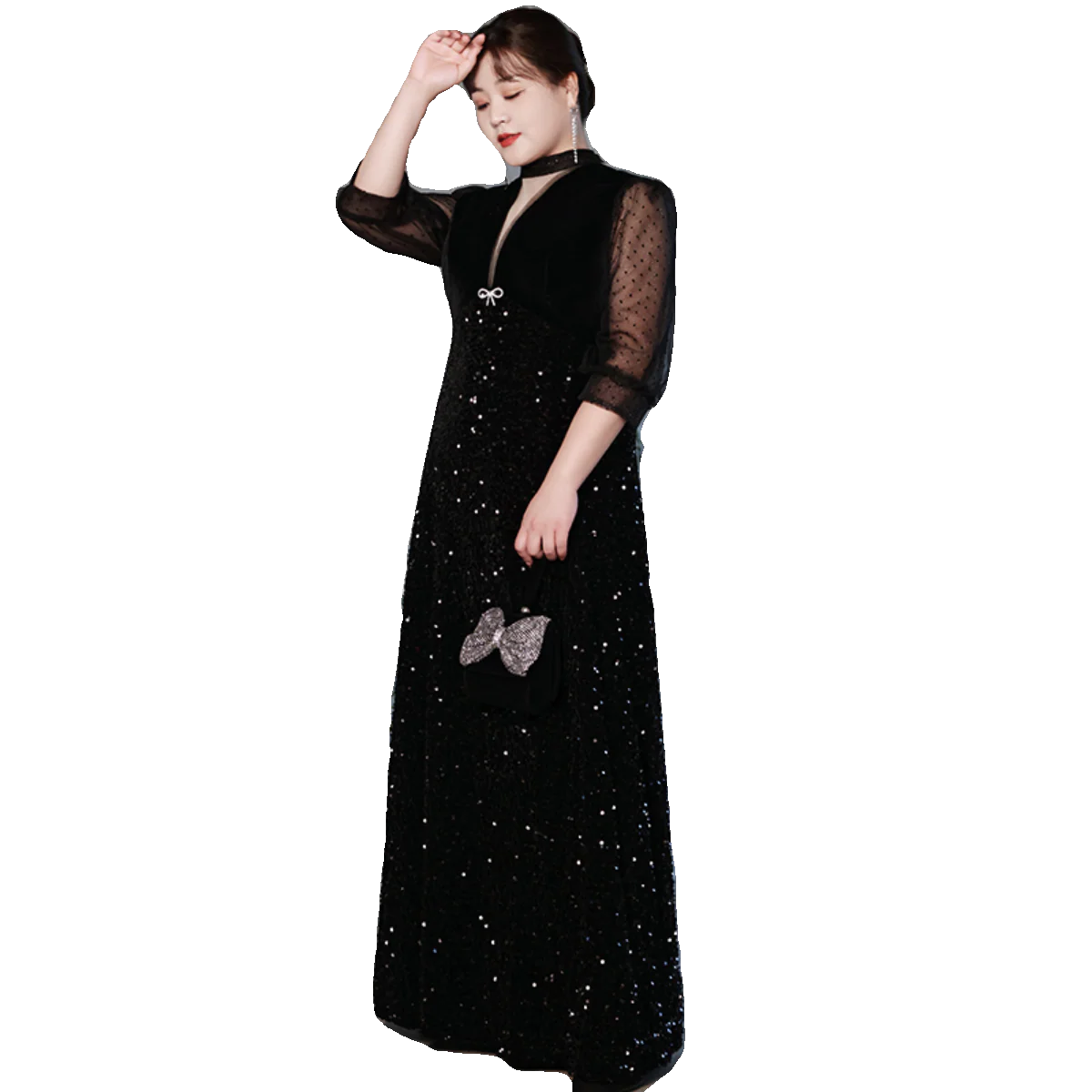 Elegant French Black Evening Dress - Image 5