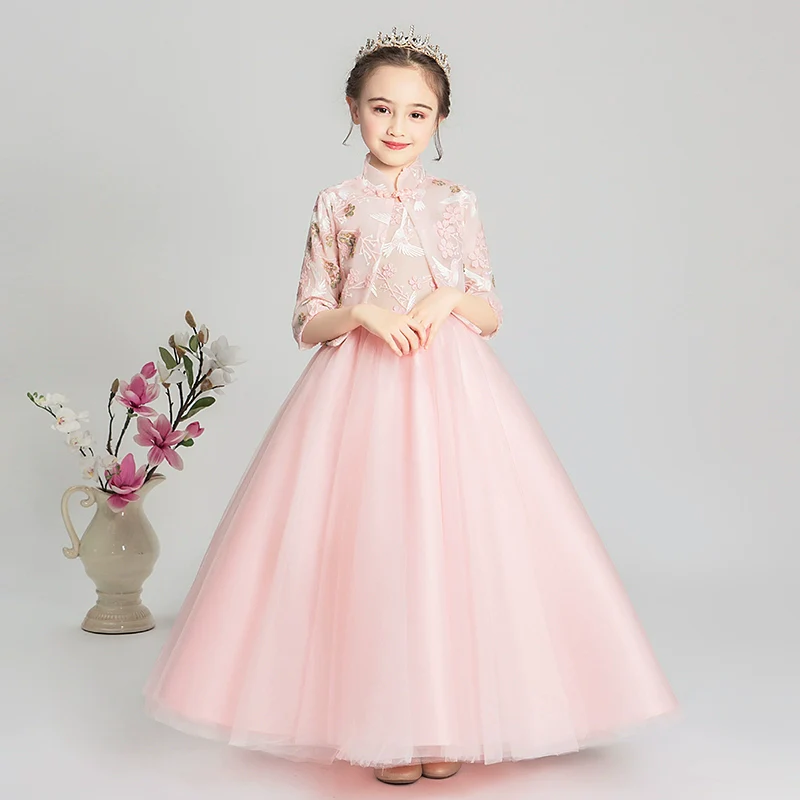 Elegant Girls' Cheongsam Princess Dress for Weddings and Formal Occasions - Image 2