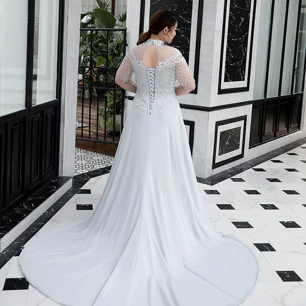 Elegant Gray Evening Long Dress - Image 4