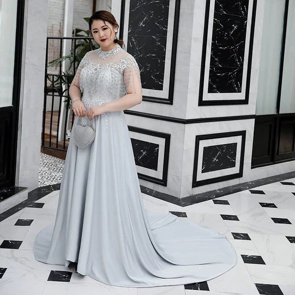 Elegant Gray Evening Long Dress - Image 5