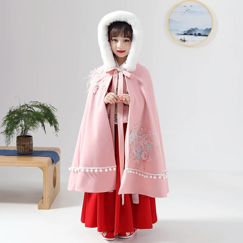 Elegant Kids' Hanfu Windproof Trench Coat - Demi-Season Jacket with Straps - Image 4
