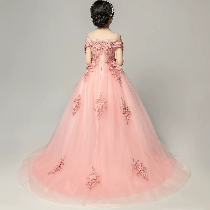 Elegant Little Princess Wedding Flower Girl Piano Performance Dress - Image 2