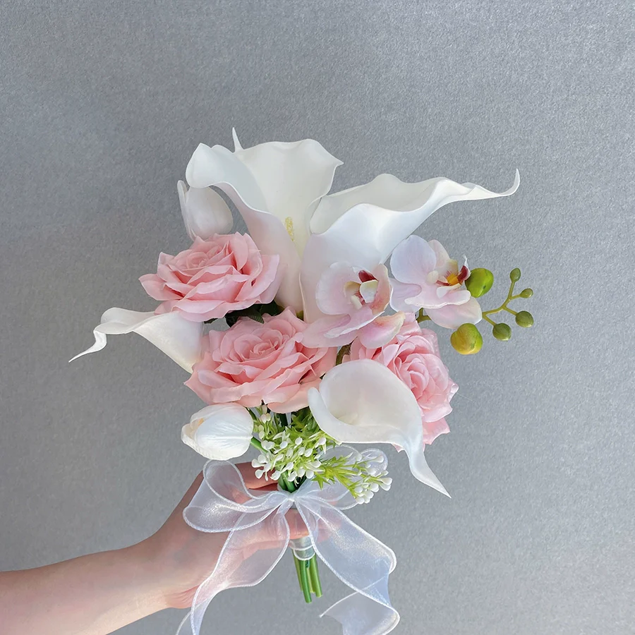 Elegant Phalaenopsis Tulip Hand‑held Silk Bouquet for Weddings & Graduations - Image 6