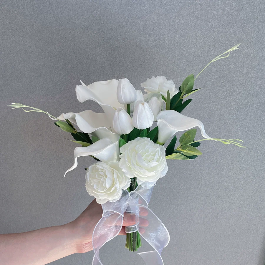 Elegant Phalaenopsis Tulip Hand‑held Silk Bouquet for Weddings & Graduations - Image 8
