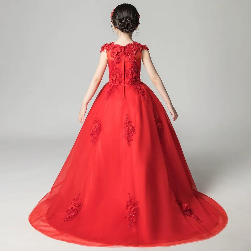 Elegant Princess Wedding Dress for Girls Piano Performance Costume - Image 5