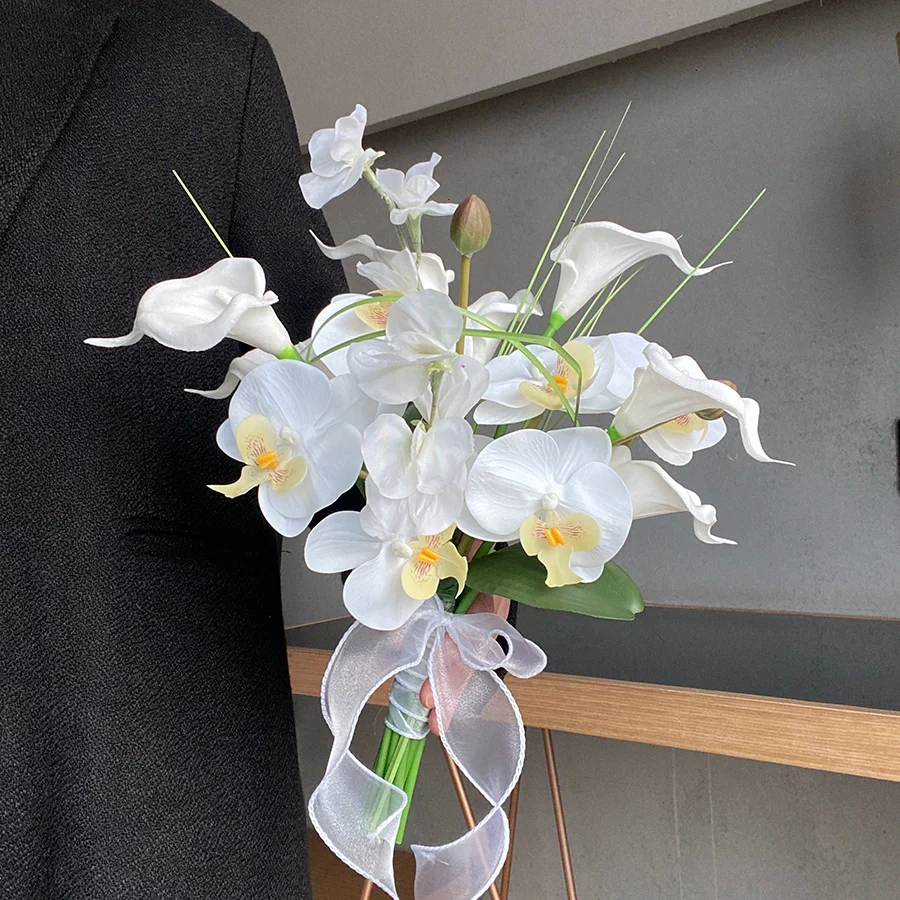 Elegant Silk Butterfly Orchid Bouquet Prop for Wedding Photography - Image 4