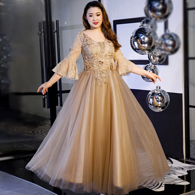 Elegant V Neck Coffee Long Evening Dress - Image 6