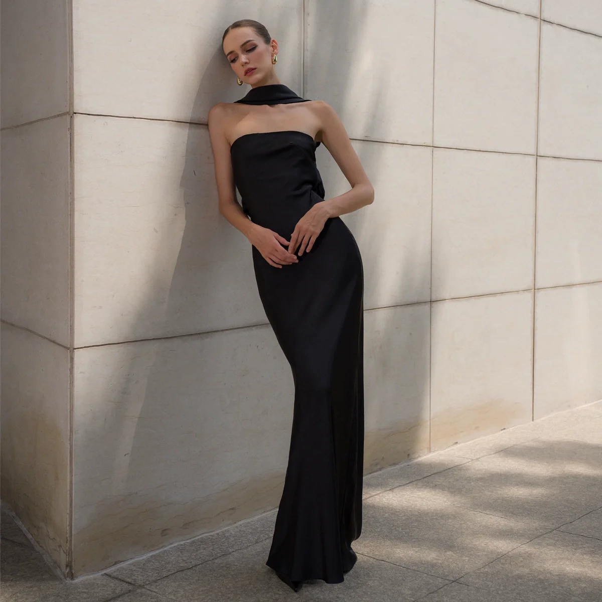 Elite Black Bridesmaid Evening Dress