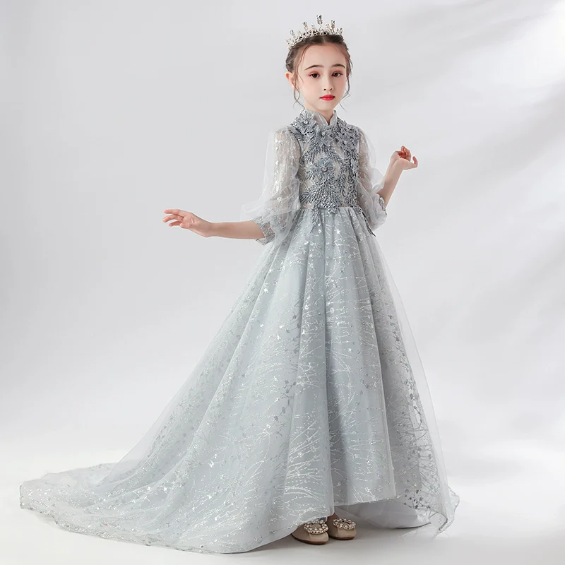 Elite Children's Princess Evening Dress Piano Performance Wedding Costume - Image 3