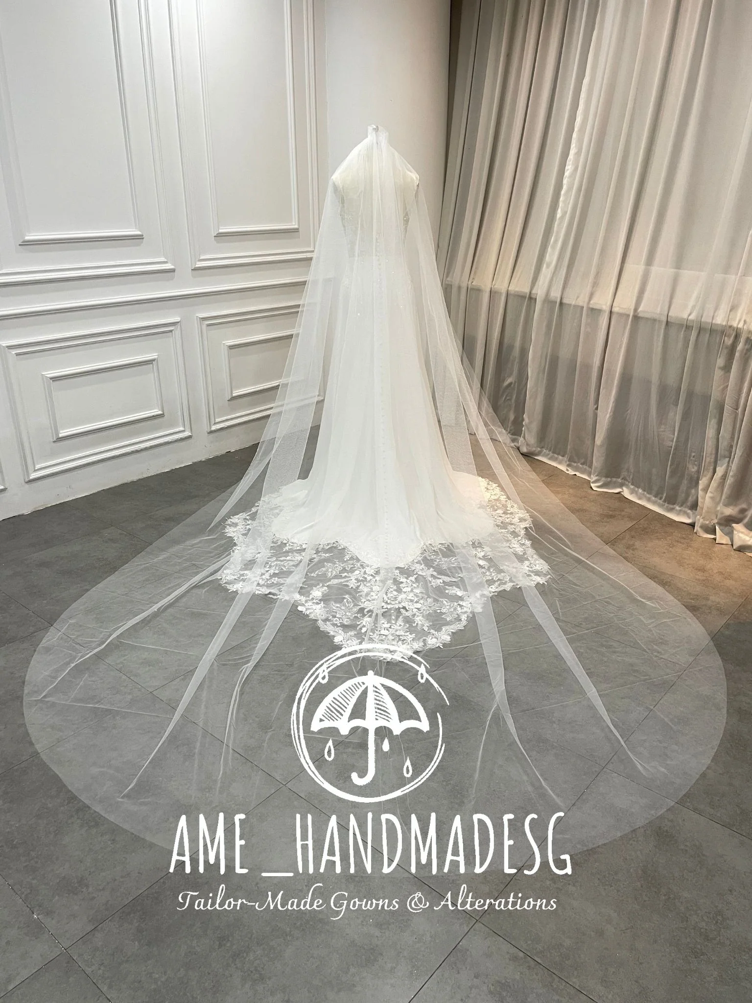 Whispered Elegance — Illusion Back Lace Wedding Gown with Buttoned Train - Image 3