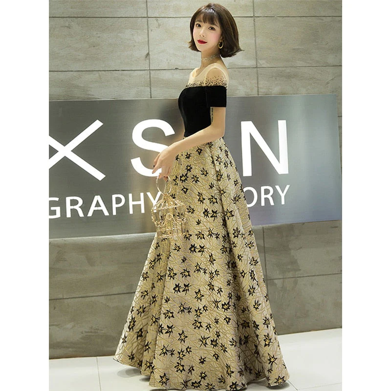 Evening Dress  O-Neck Plus Size Sequin Women Party Dresses Short Sleeve Backless A-Line Robe De Soiree E1120 - Image 2