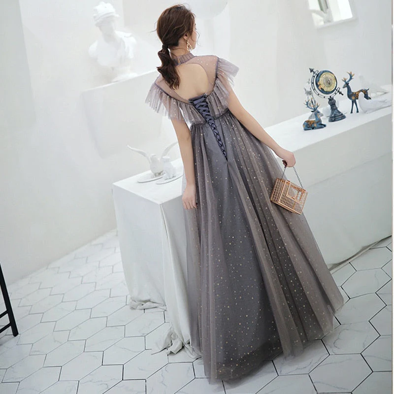 Evening Gowns Elegant High Neck Ruffles Robe De Soiree Plus Size Formal A-Line Floor-Length Women Party Dresses E779 - Image 4