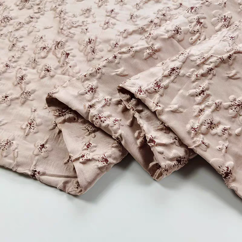 FAB-BROC-014 Tokyo cherry blossom three-dimensional relief jacquard bubble skirt fabric spring and summer windbreaker suit high-end custom clothing fabric - Image 3