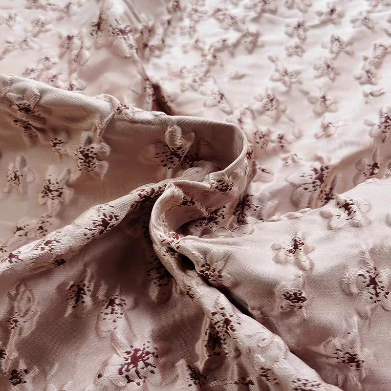 FAB-BROC-014 Tokyo cherry blossom three-dimensional relief jacquard bubble skirt fabric spring and summer windbreaker suit high-end custom clothing fabric - Image 4