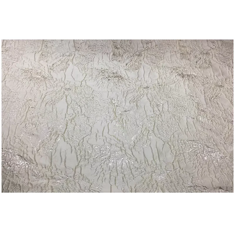 FAB-BROC-016 Spring and Autumn European style three-dimensional relief silver silk dark pattern jacquard fabric dress A-line skirt clothing fabric high-grade crisp - Image 5