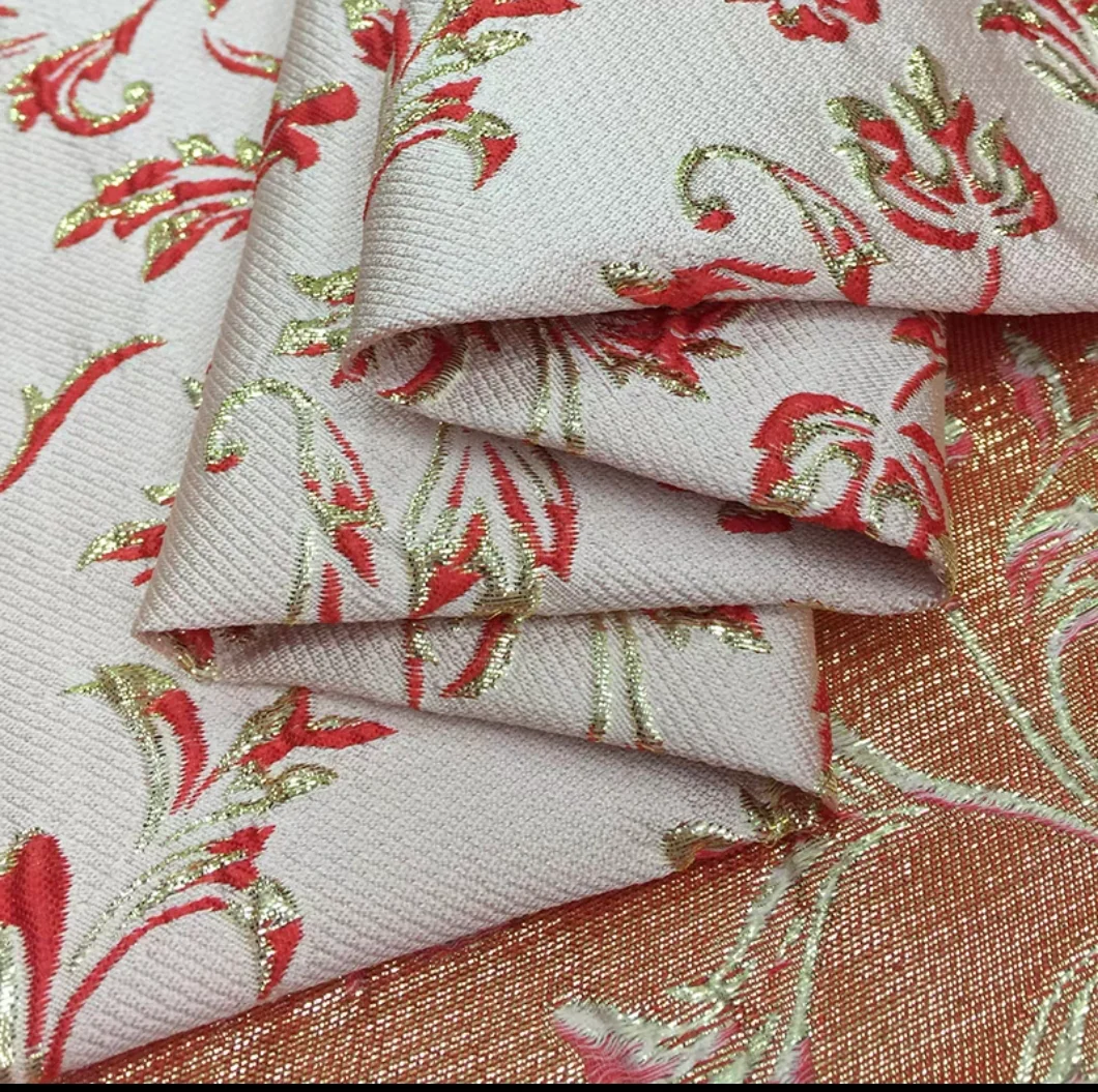 FAB-BROC-020 European and American gold and silver silk heavy relief flower jacquard fashion fabric spring and autumn dress tutu clothing brocade fabric - Image 5