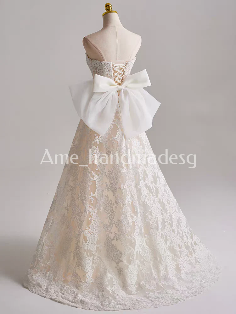 French retro lace light wedding dress bride high-grade tube top slimming out of the door temperament super fairy welcoming dress female - Image 4
