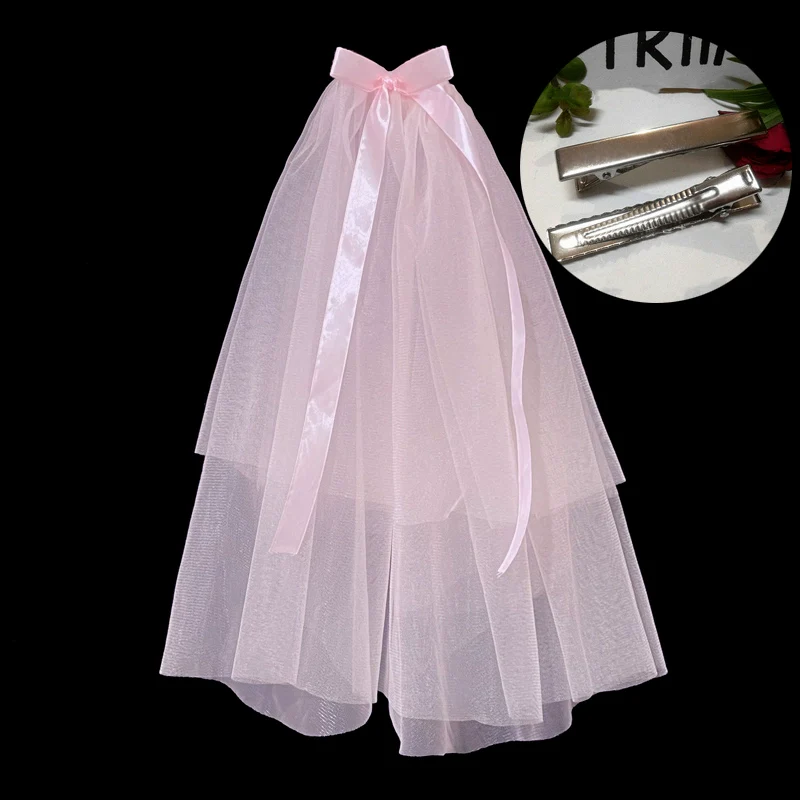 Fuchsia Bridal Veil Hair Accessory - Image 12