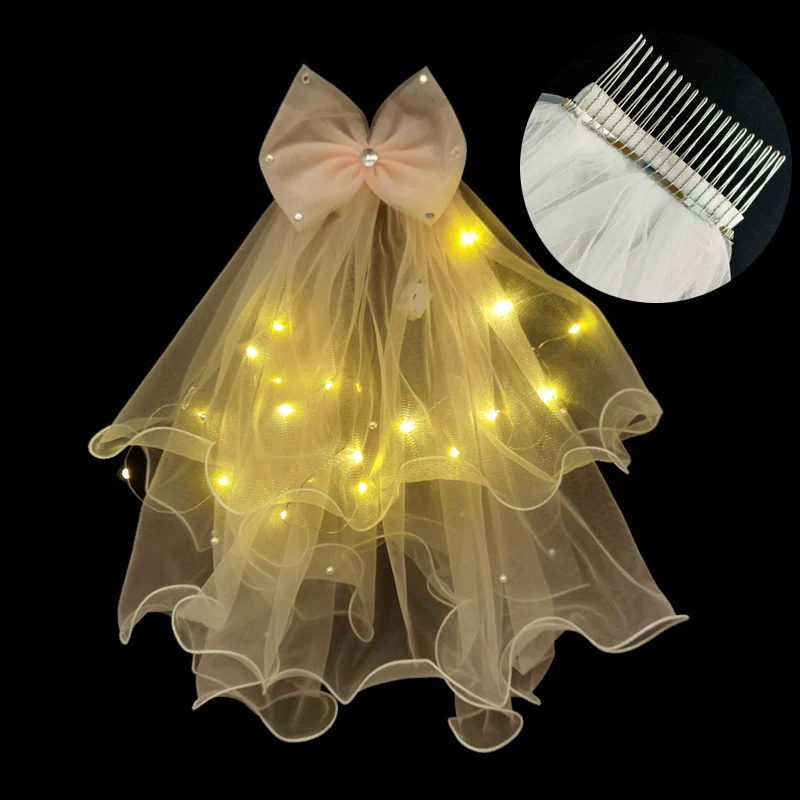 Fuchsia Bridal Veil Hair Accessory - Image 14