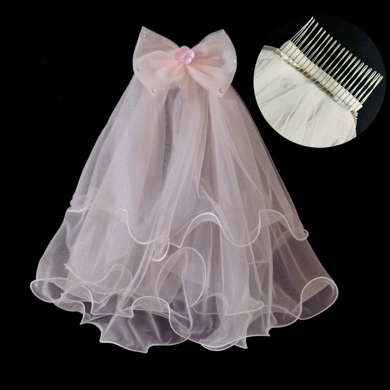 Fuchsia Bridal Veil Hair Accessory - Image 16