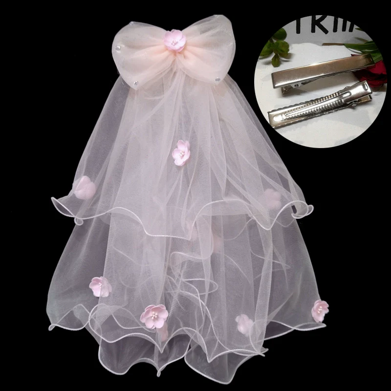 Fuchsia Bridal Veil Hair Accessory - Image 8