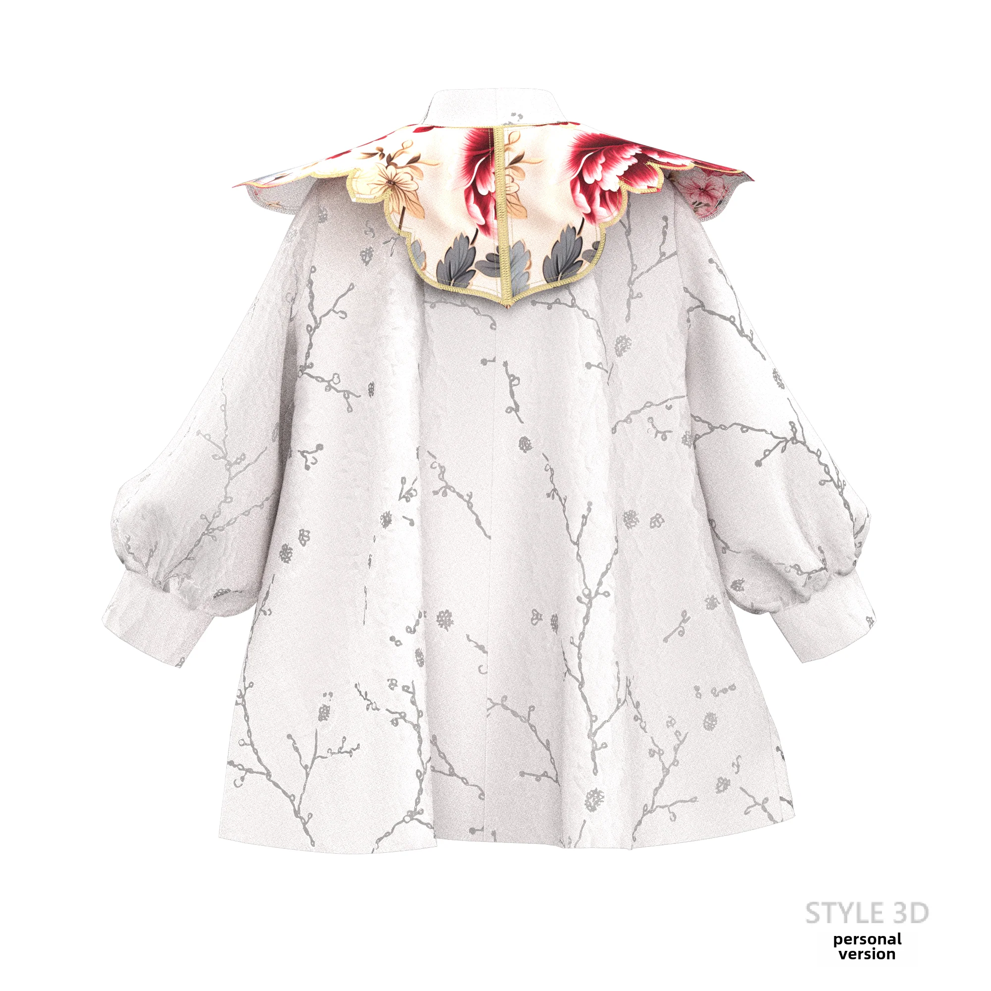 Girls' Jacquard Fabric Stand-Collar Cloud Shoulder Two-Piece Pattern - Image 3