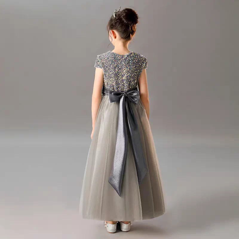 EG-SALE-AME-00125 Girls' Sequin Piano Dress - High-End Performance Costume with Belt by Ame Handmadesg - Image 4