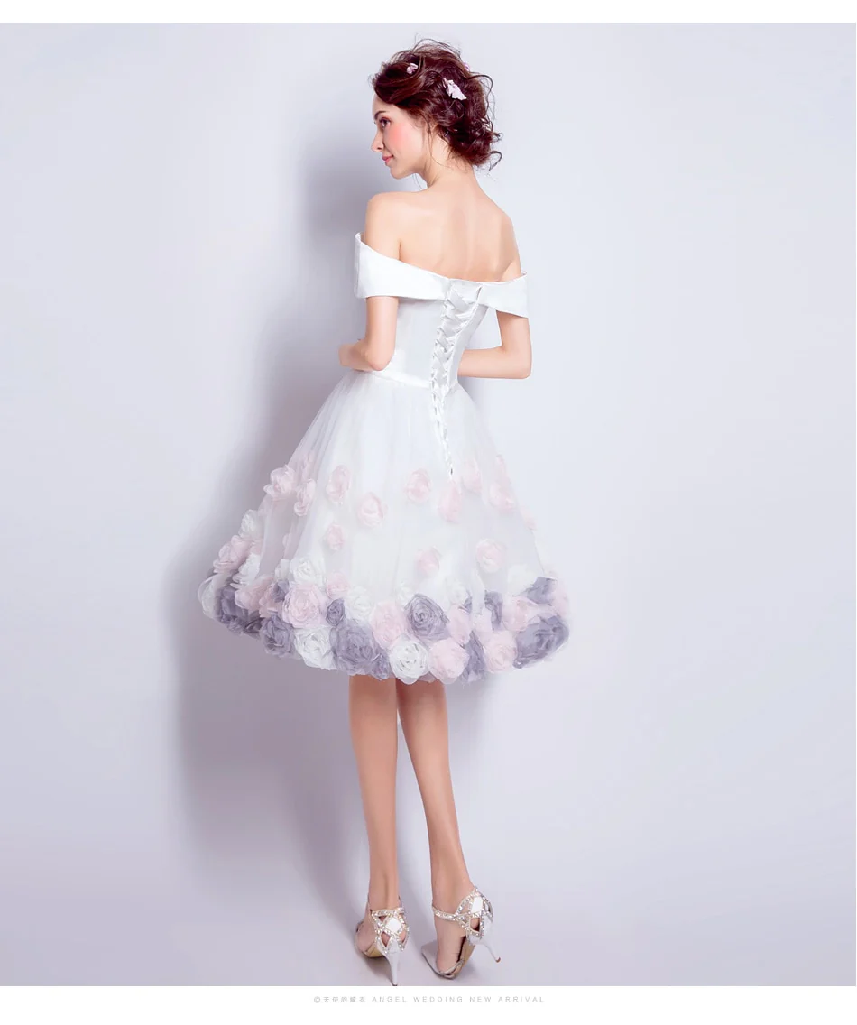 High Quality Pretty Sweetheart Pink&Purple Roses Decorated Style Bridesmaid Dress  224 - Image 4
