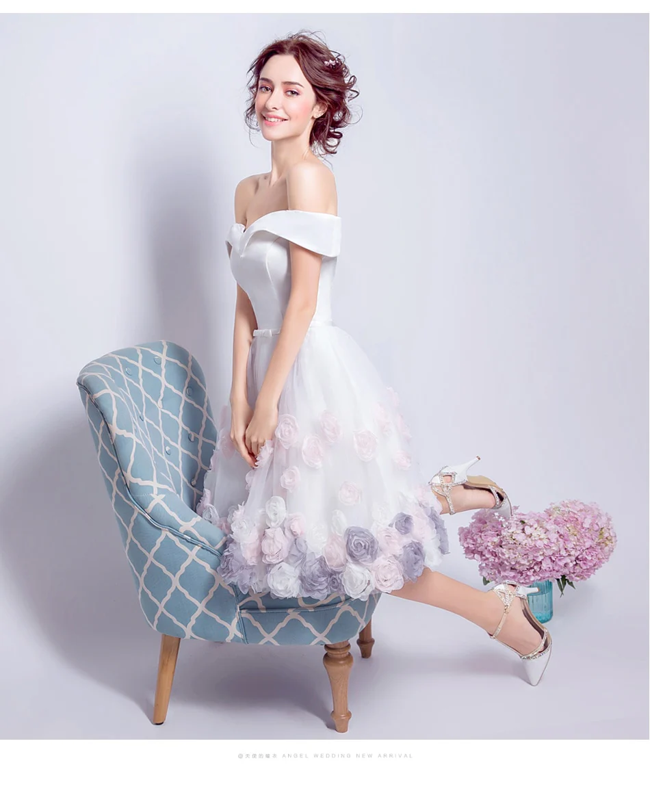 High Quality Pretty Sweetheart Pink&Purple Roses Decorated Style Bridesmaid Dress  224 - Image 5
