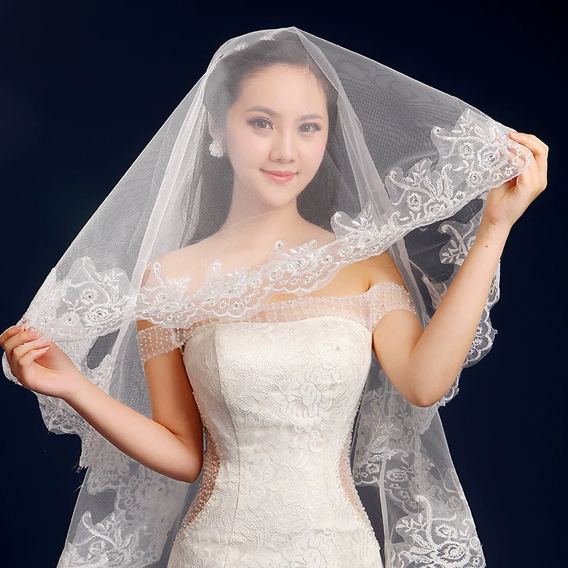 Korean Extra-Long Lace Wedding Veil - Image 2
