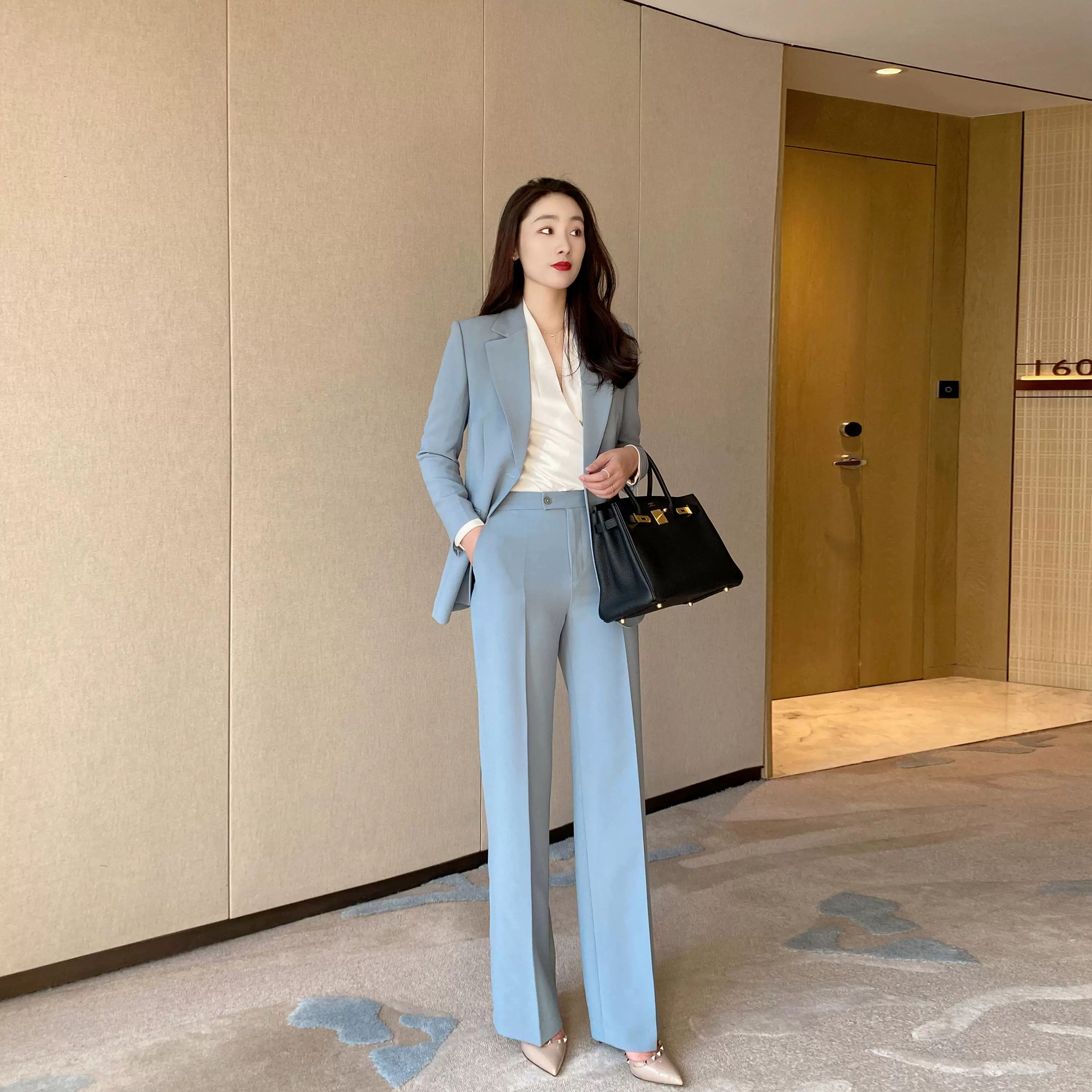 Lake Blue Women's Spring Suit Jacket Two-Piece Set - Image 3