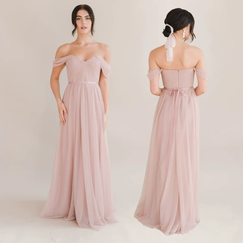 Pink Bridesmaid Mesh Dress - Image 6