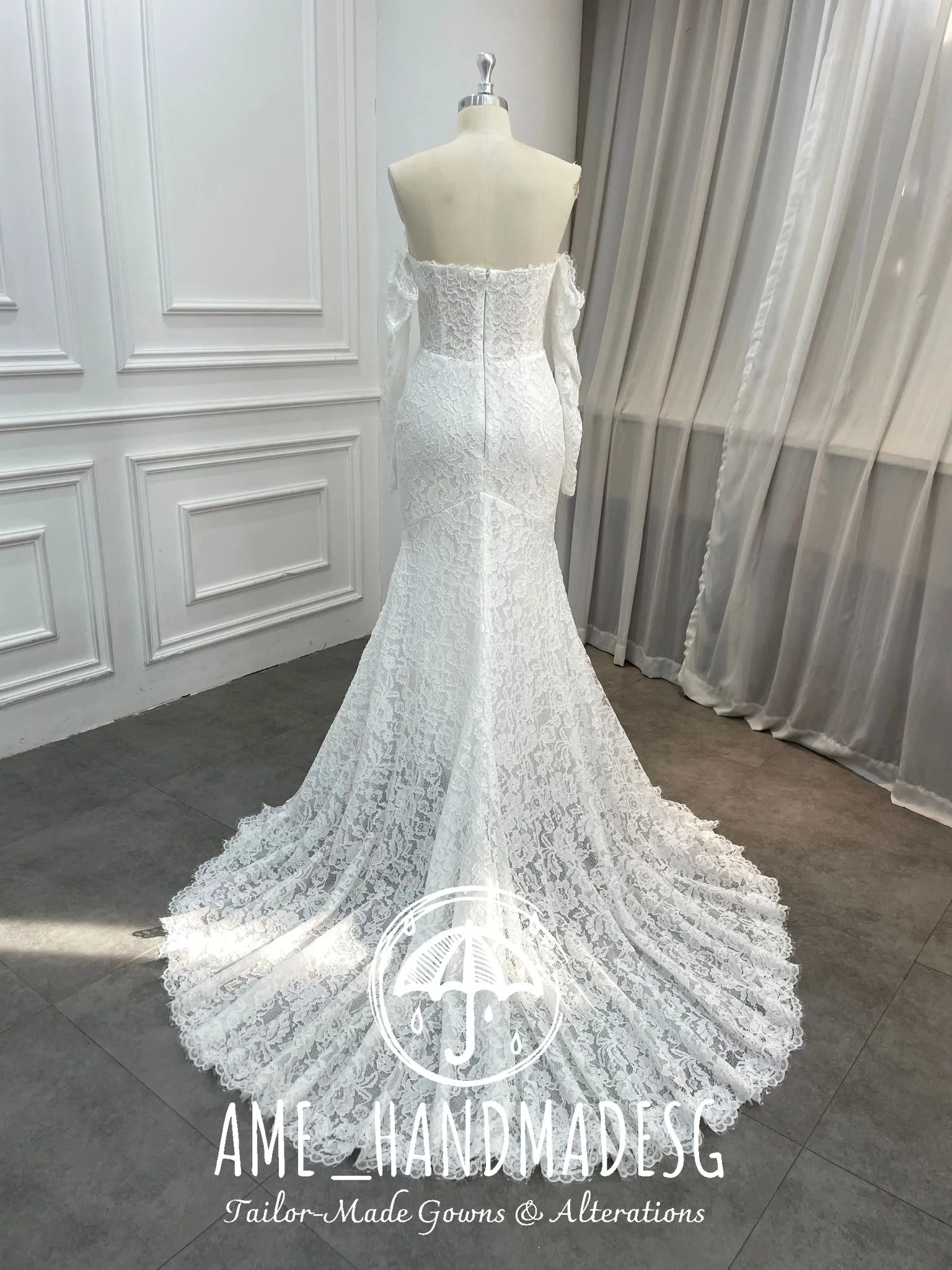 Ethereal Allure — An Off-Shoulder Lace Mermaid Gown - Image 2