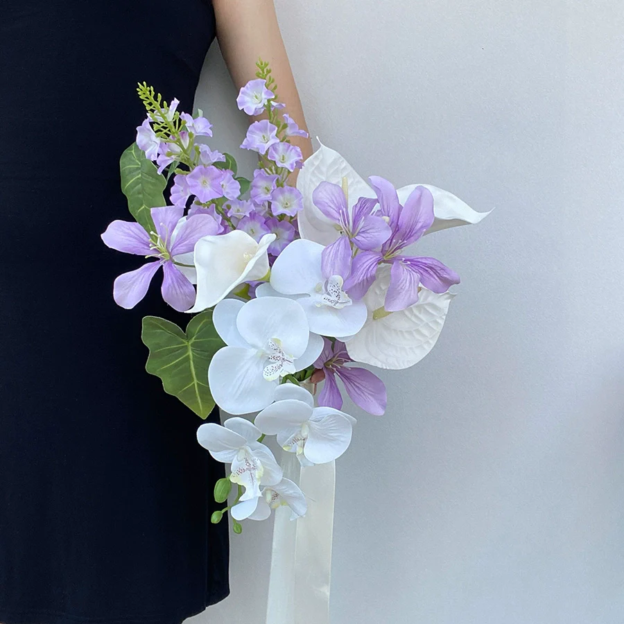 Purple Realistic Bridal Photo Prop Handheld Bouquet Decoration - Image 3