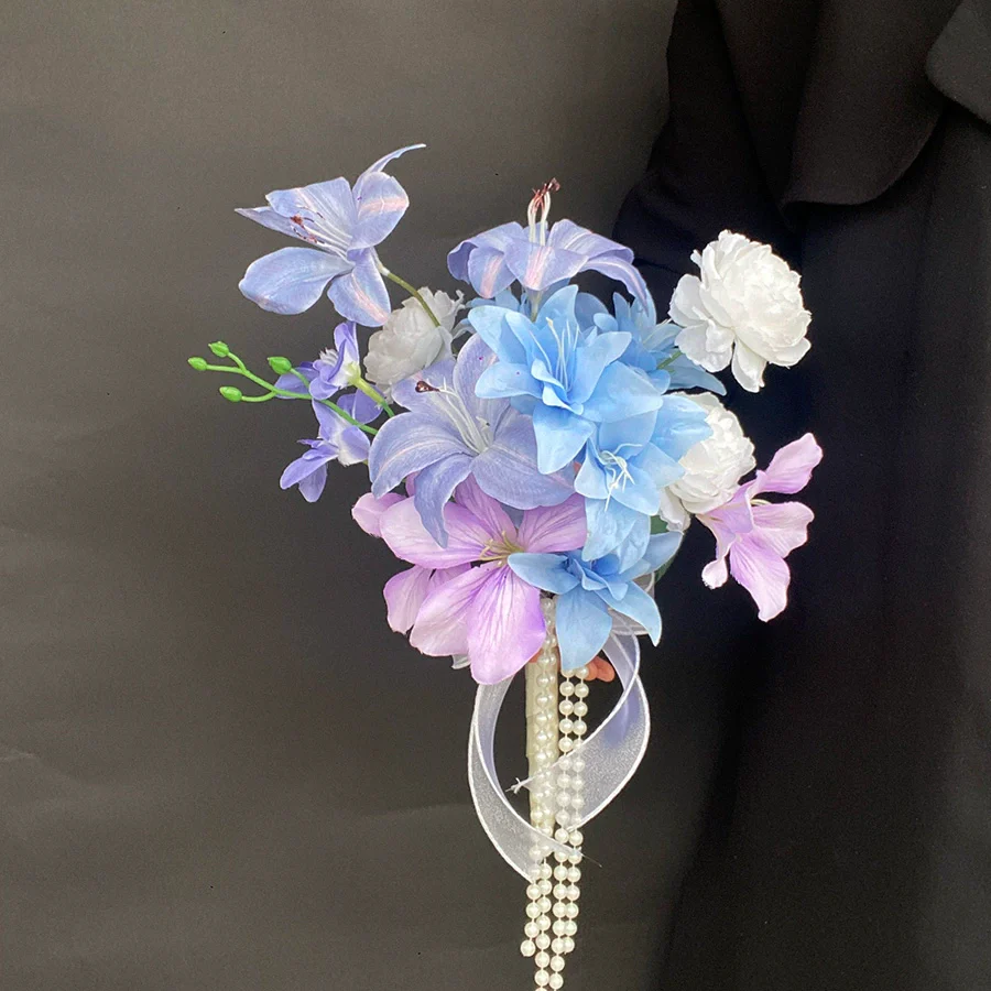 Purple Realistic Bridal Photo Prop Handheld Bouquet Decoration - Image 5