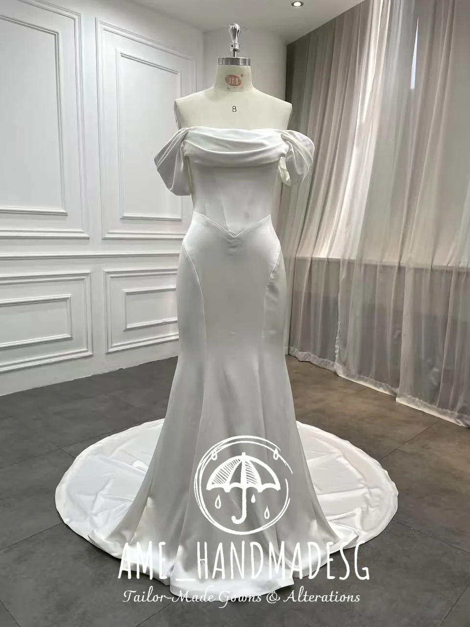 Timeless Off-Shoulder Satin Mermaid Gown