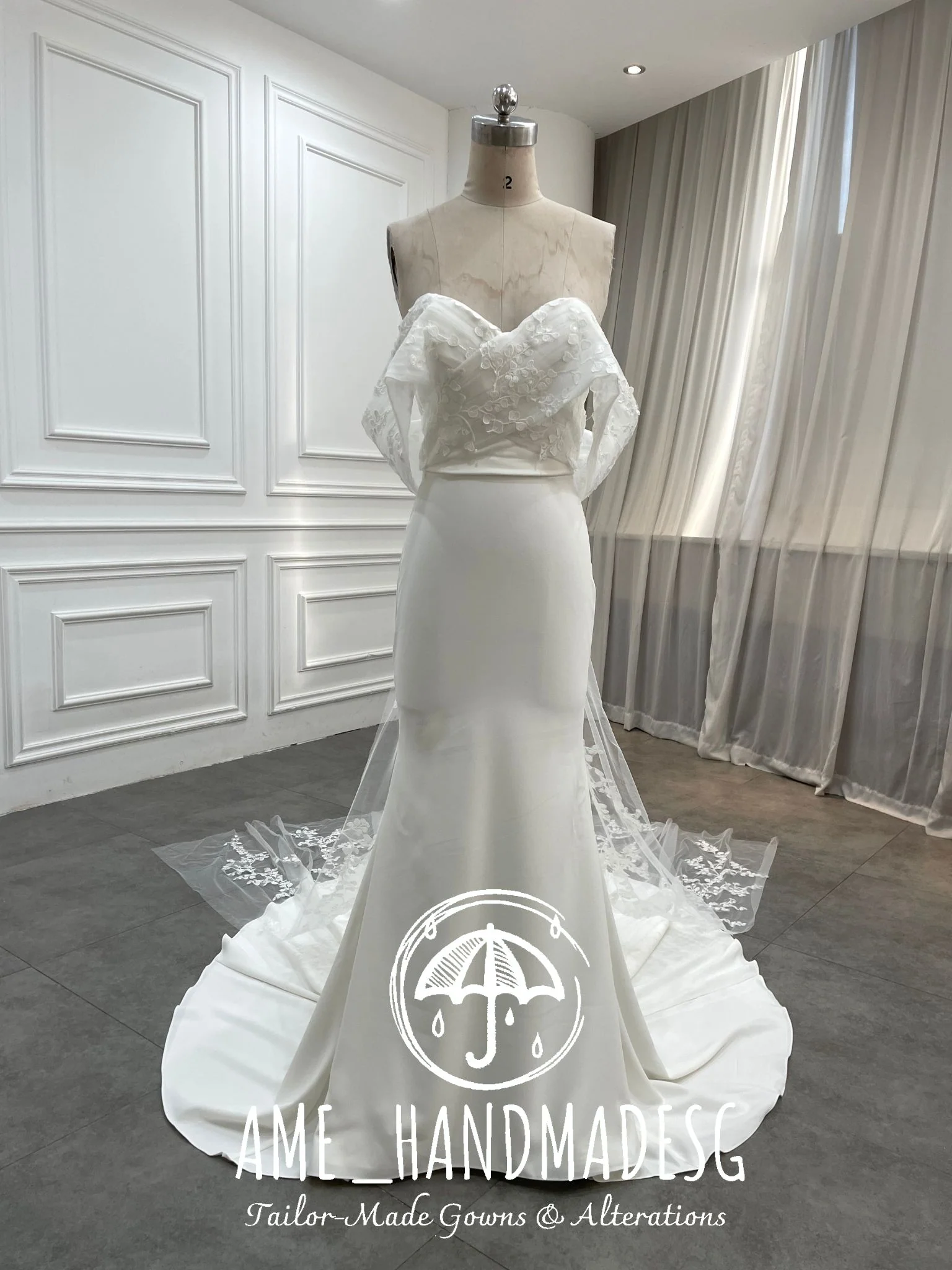 Pure Devotion — A Modern Off-Shoulder Bridal Gown