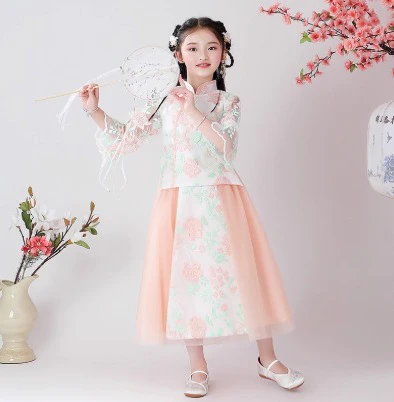 Traditional Chinese Hanfu Summer Dress for Children - Elegant Cultural Clothing - Image 2