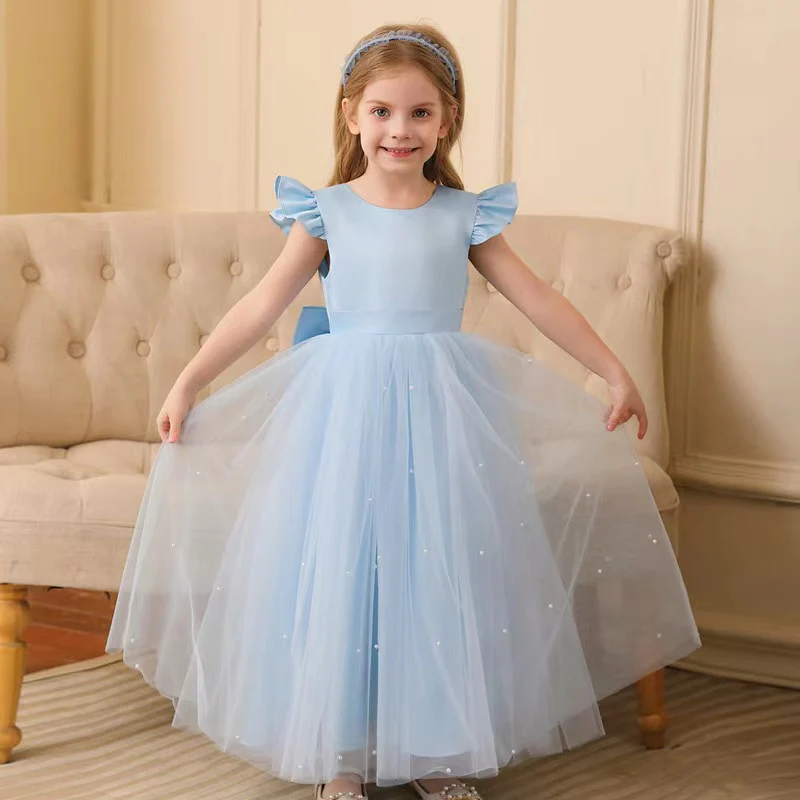 EG-SALE-AME-00163 Elegant Tulle Flower Girl Dress - Handmade Satin & Tulle Gown by Ame_handmadesg