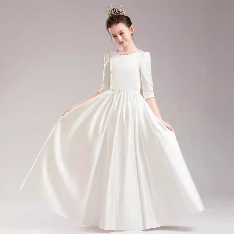 EG-SALE-AME-00180 Tulle Flower Girl Dress - Handmade Satin & Polyester Blend - Custom Sizes Available by Ame Handmadesg