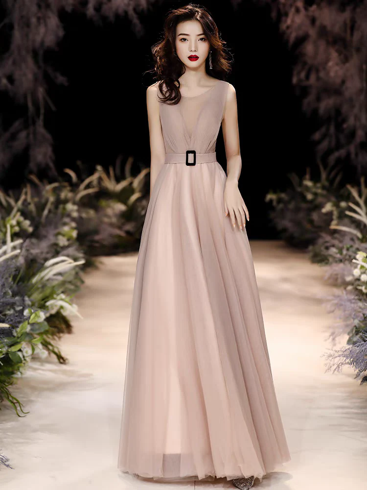 EG-SALE-AME-00103 Banquet evening dress female host champagne color temperament light luxury niche high-end high-end birthday dress - Image 2