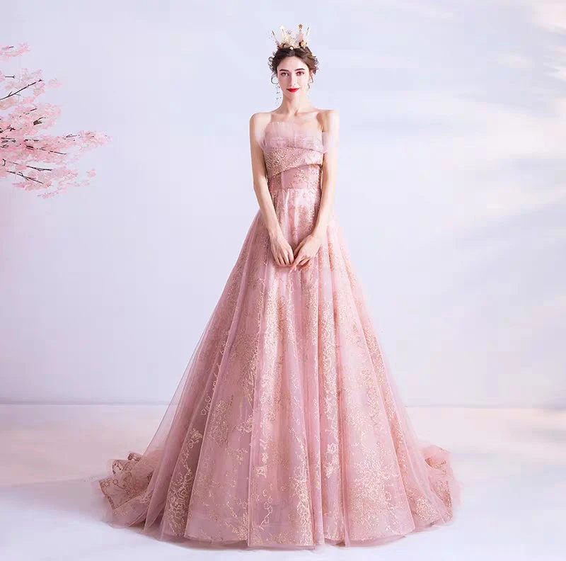 Wedding dress inextricably pale pink bride wedding toast service dinner annual party wedding evening dress 6716 - Image 4