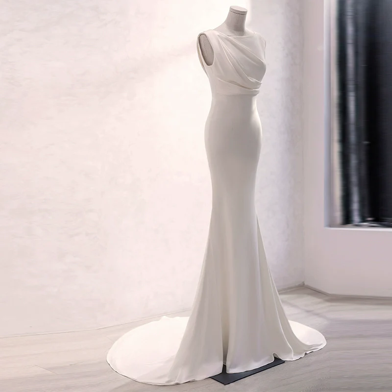 Wedding Dress White pleated design - Image 3