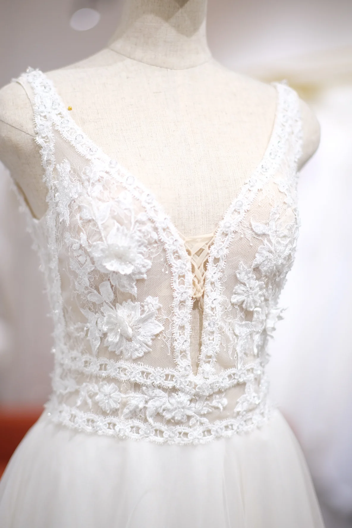 Lux Half Lace Beaded Size S Wedding Gown | Ready-to-Wear - Image 3
