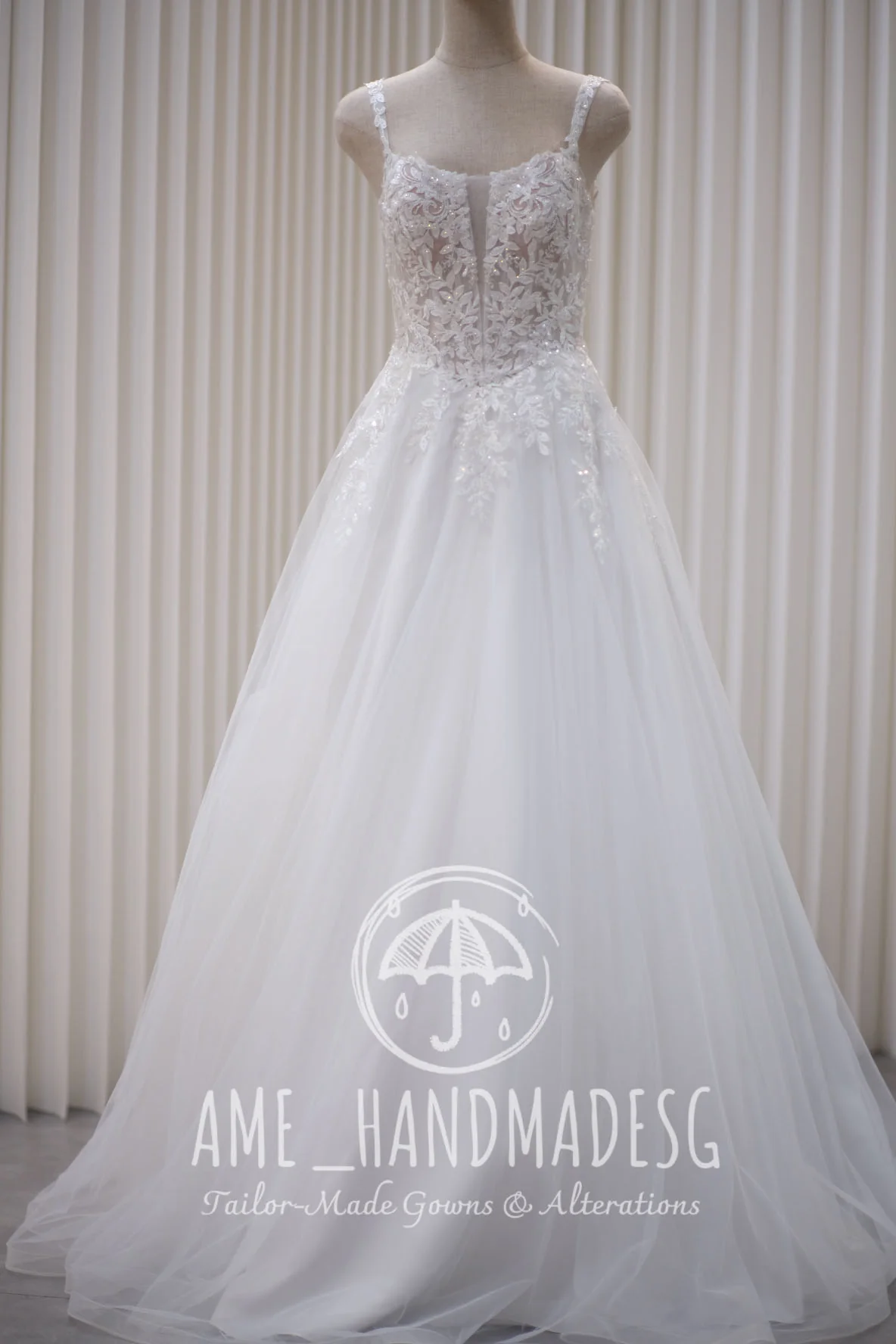 Premium Half Applique Lace Beaded Wedding Gown | Ready-to-Wear - Image 8